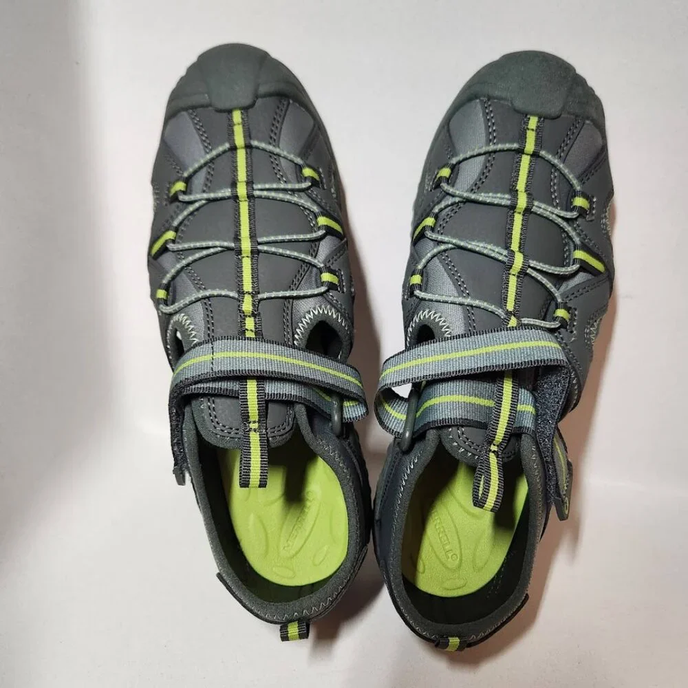 Merrell Unisex Child Hydro 2 Sandals Water Shoes Velcro Size 6 Green Gray